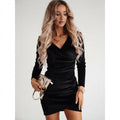 Women's Wrap Long Sleeve Mini Dress