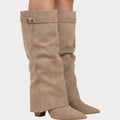 Women’s Knee High Boots Casual Suede Slouch Low Heel