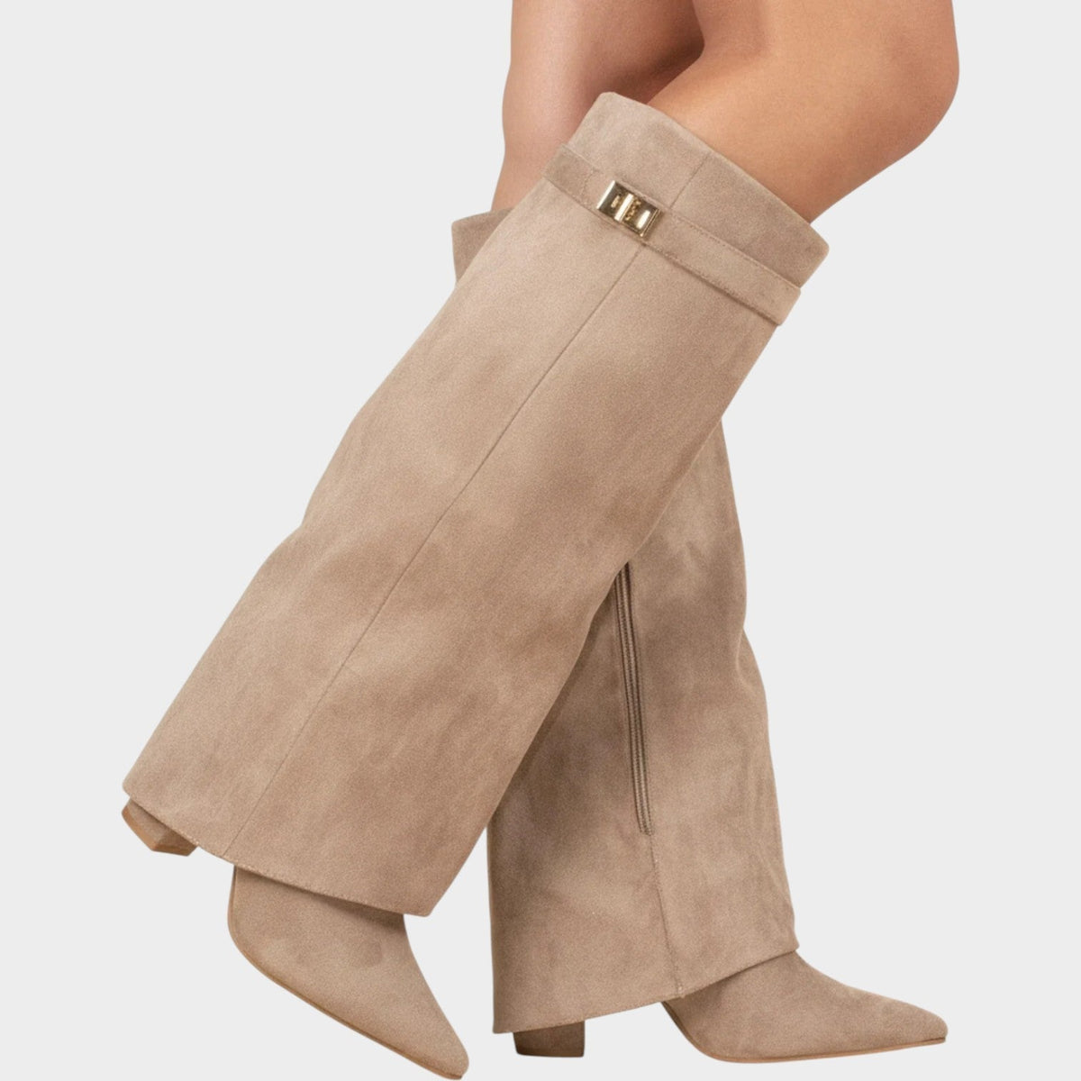 Women’s Knee High Boots Casual Suede Slouch Low Heel