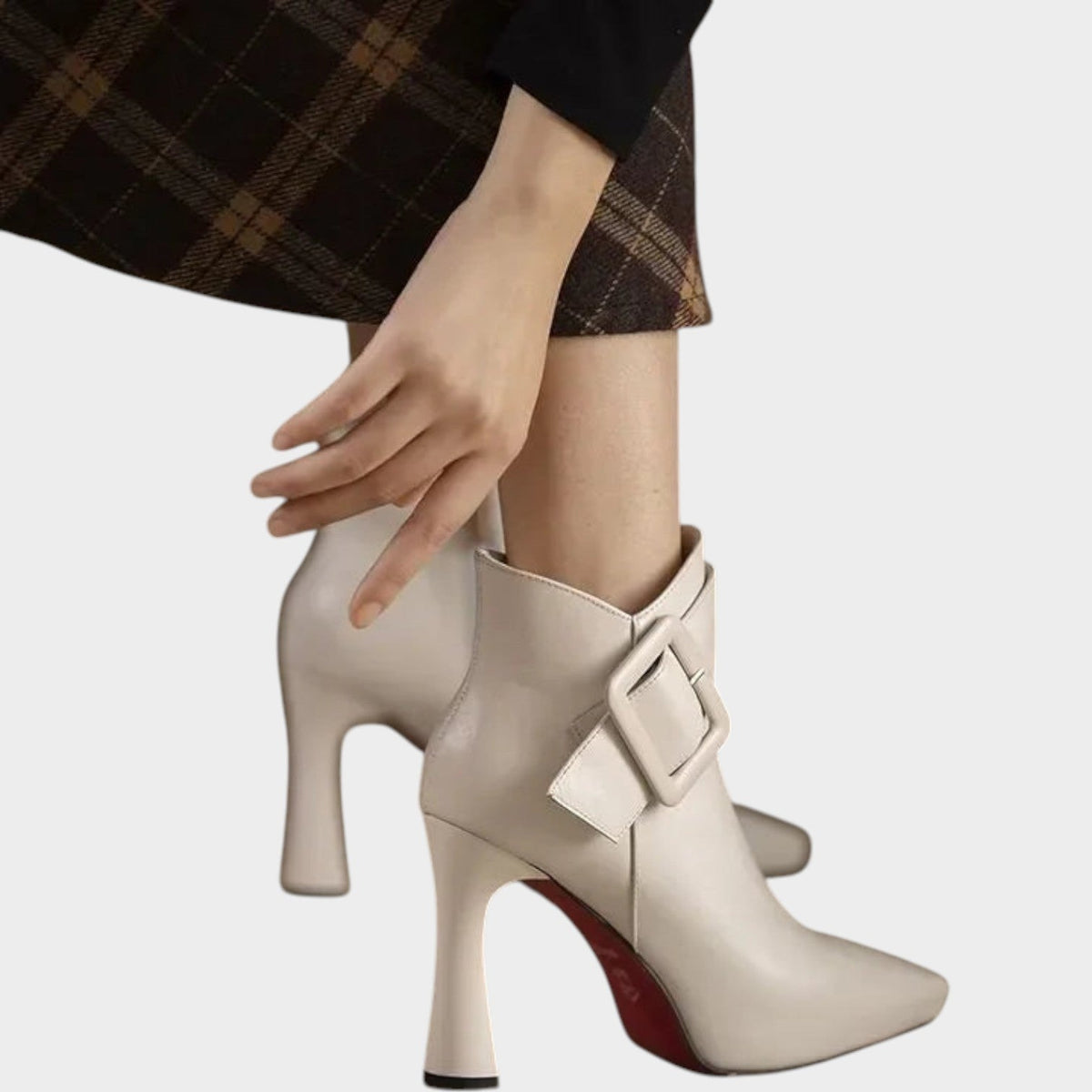 Women's Faux Leather Ankle Boots High Heel Buckle Detail – view 3