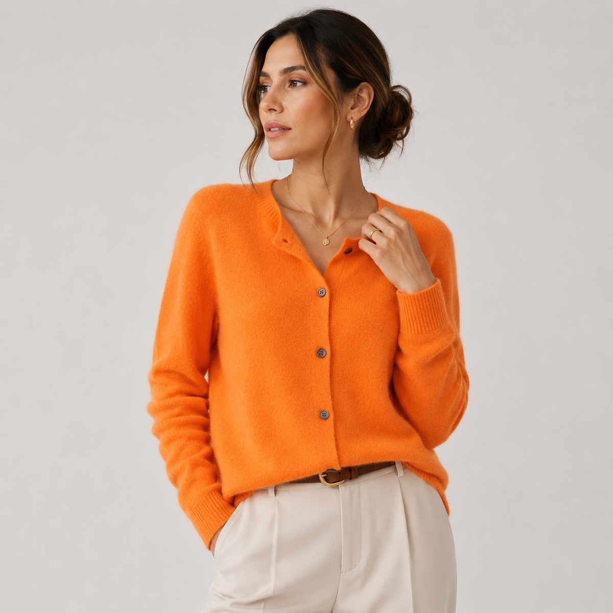 Women's Cashmere Look Cardigan Soft Button Front Knit Sweater – view 10