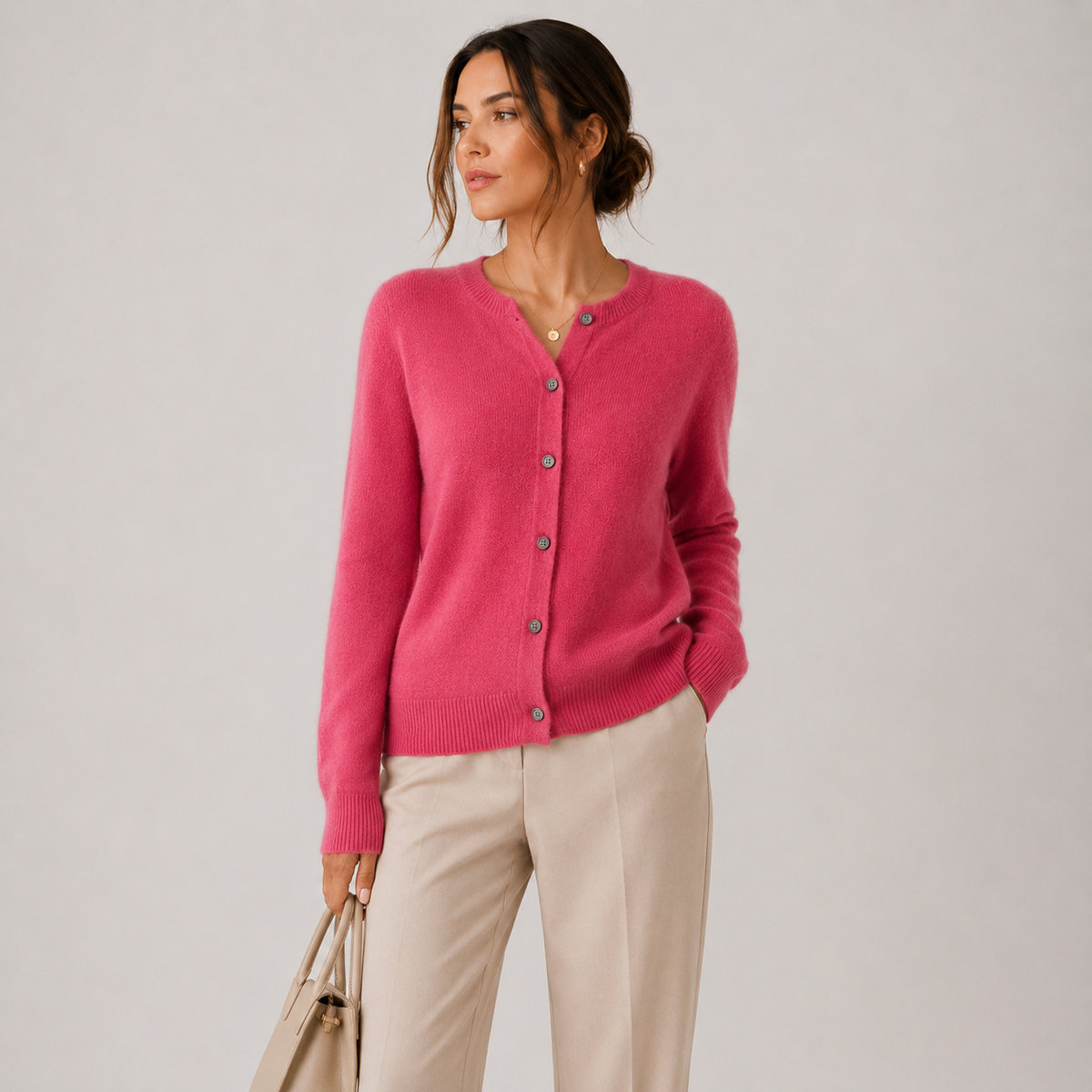 Women's Cashmere Look Cardigan Soft Button Front Knit Sweater – view 2