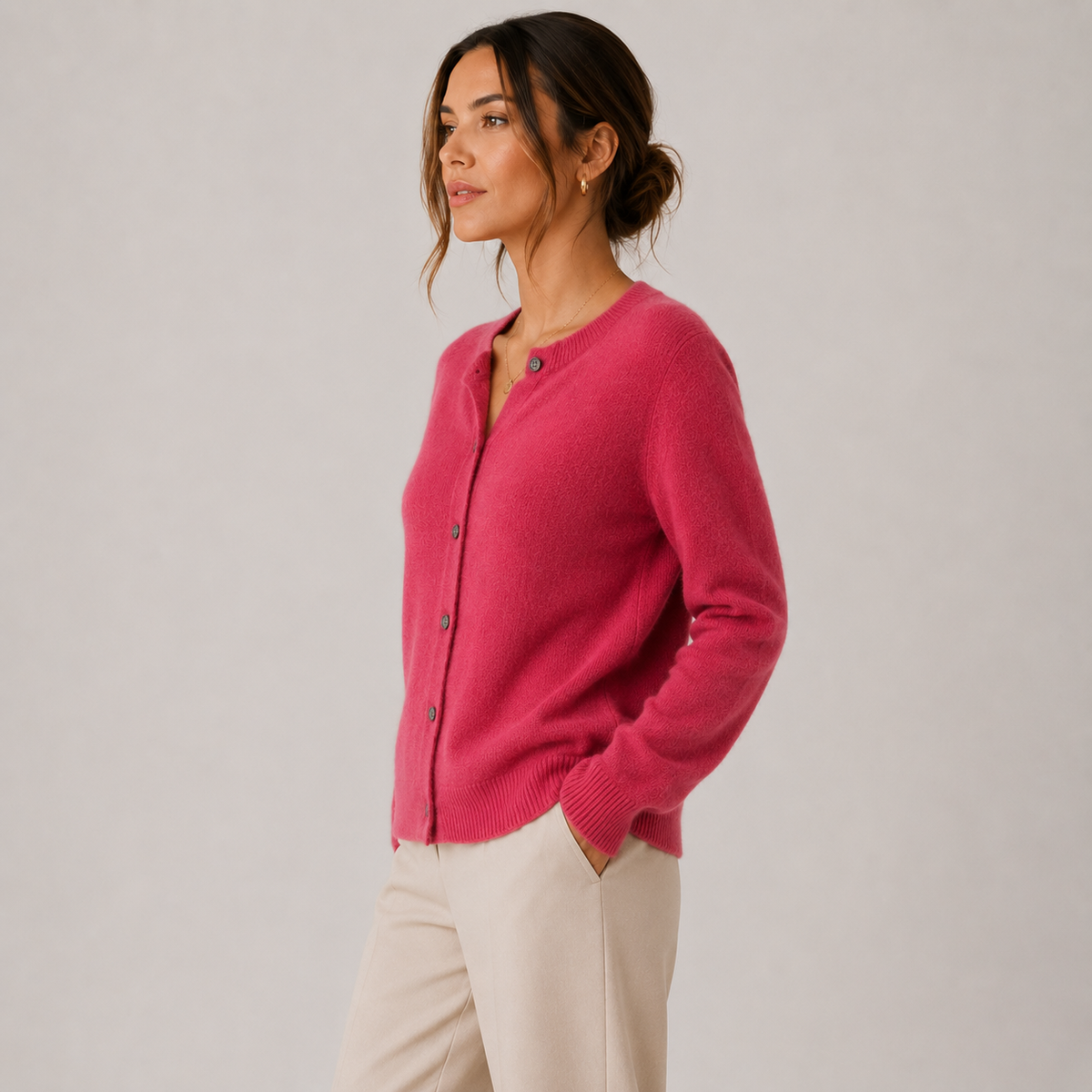 Women's Cashmere Look Cardigan Soft Button Front Knit Sweater – view 3