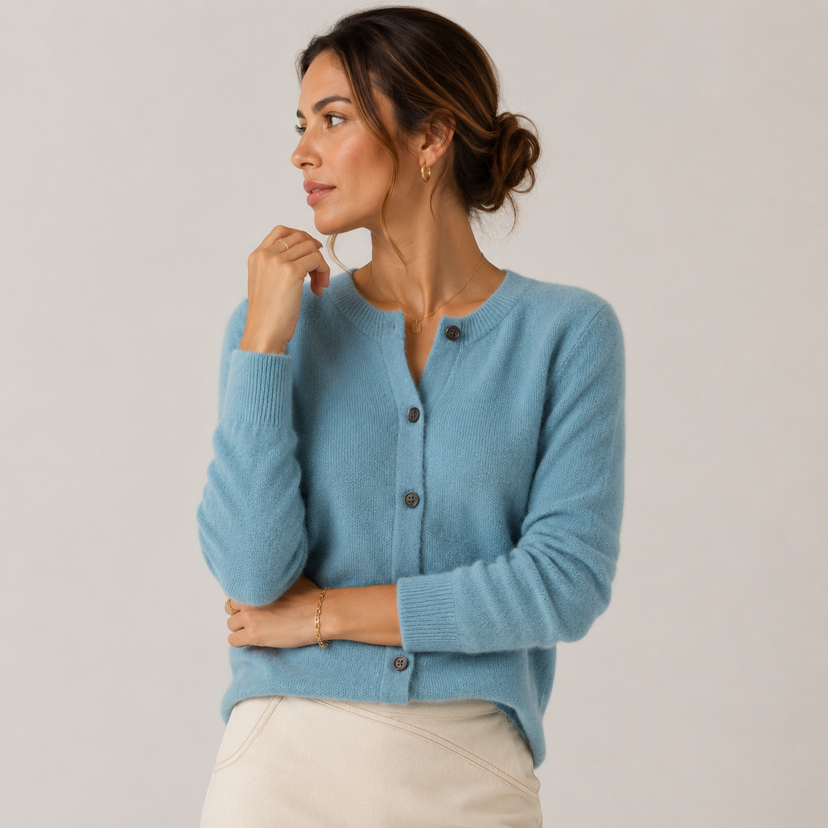 Women's Cashmere Look Cardigan Soft Button Front Knit Sweater – view 7