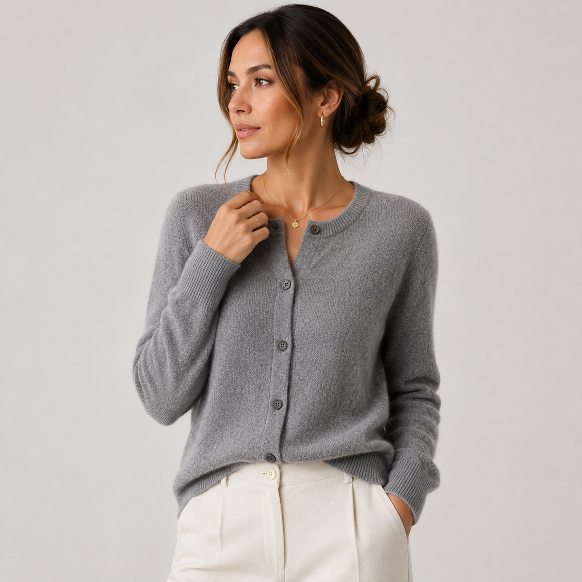 Women's Cashmere Look Cardigan Soft Button Front Knit Sweater – view 9