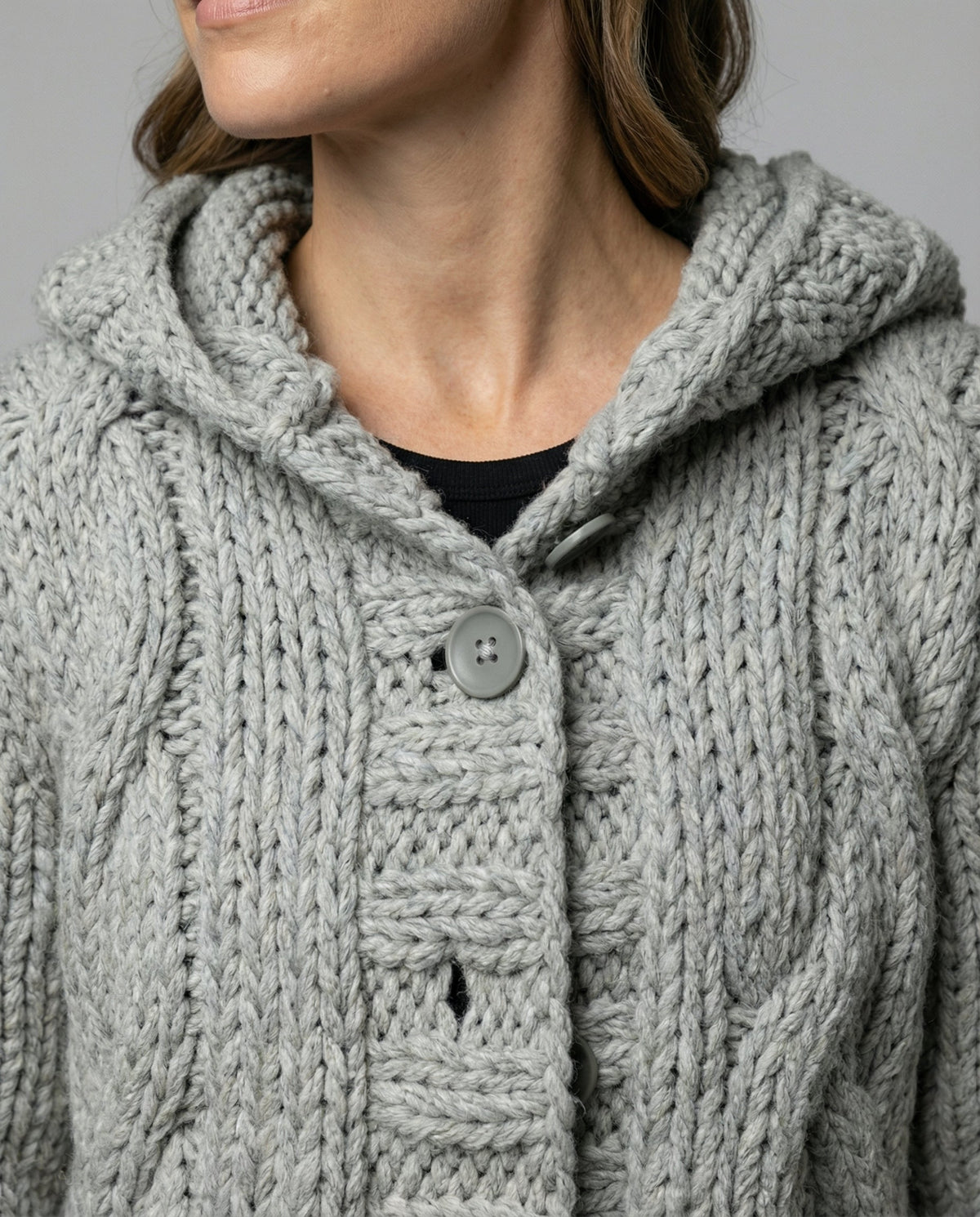 Women's Chunky Cable Knit Cardigan | Hooded & Longline Fit
