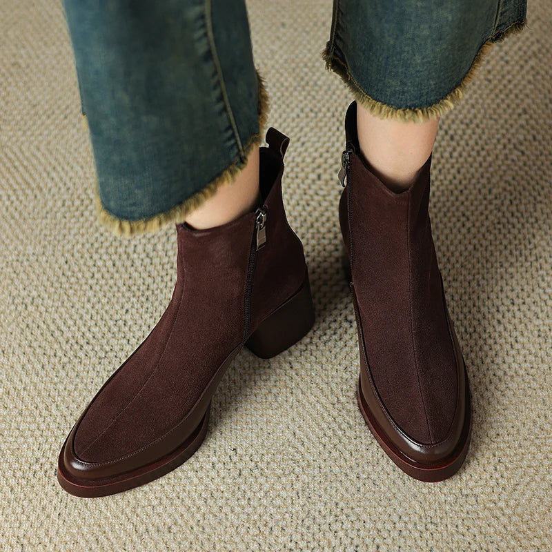 Women's Faux Suede Ankle Boots with Block Heel – view 2