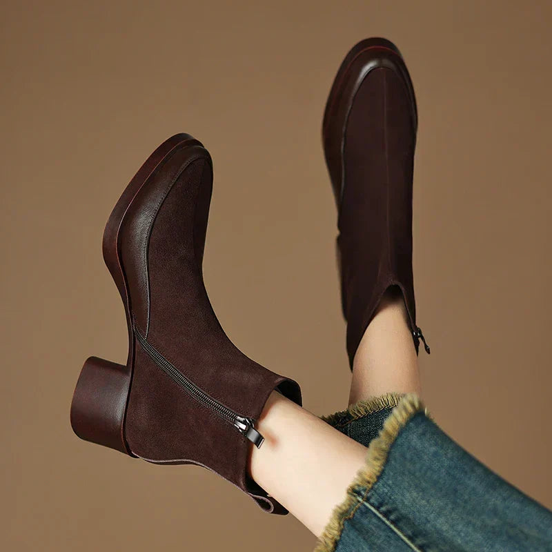 Women's Faux Suede Ankle Boots with Block Heel – view 3