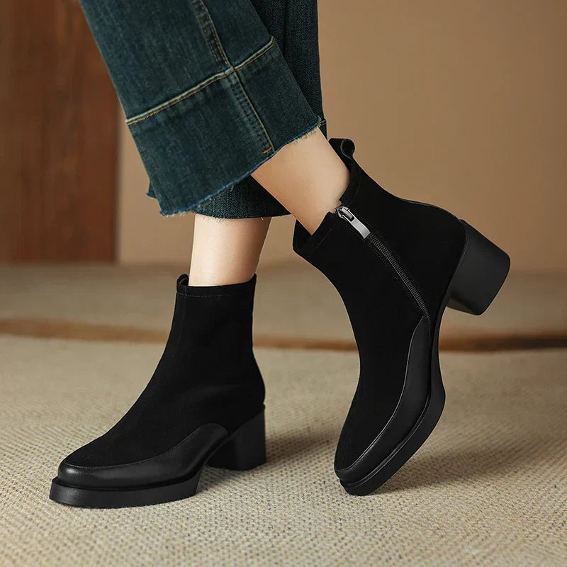 Women's Faux Suede Ankle Boots with Block Heel – view 4