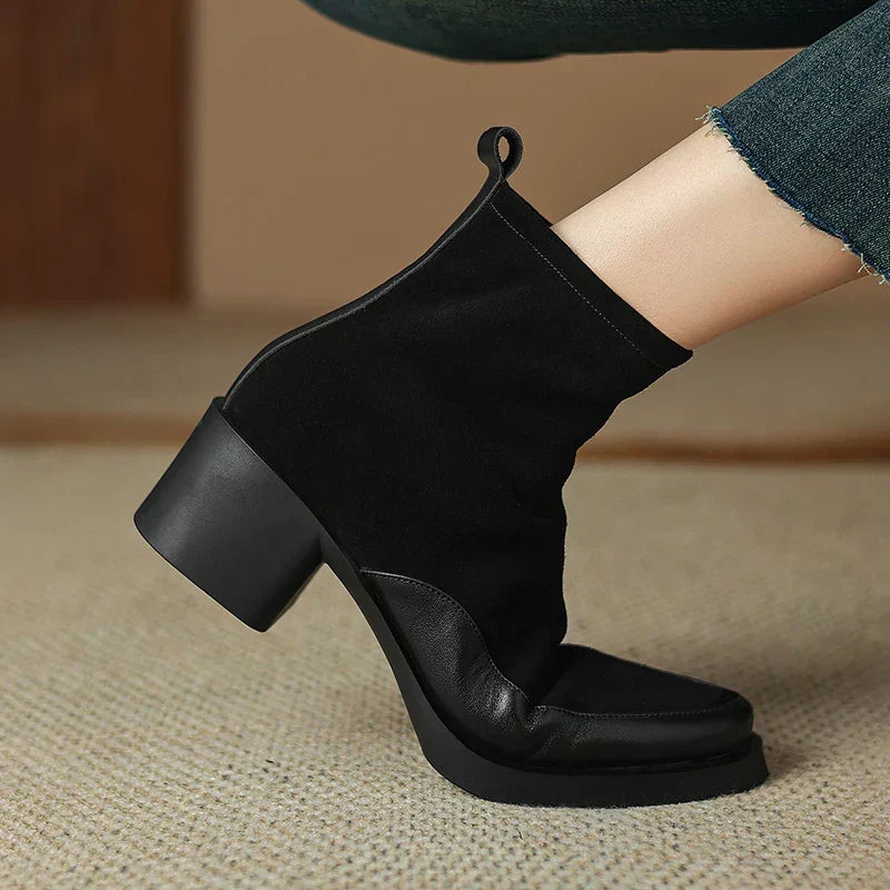 Women's Faux Suede Ankle Boots with Block Heel – view 5
