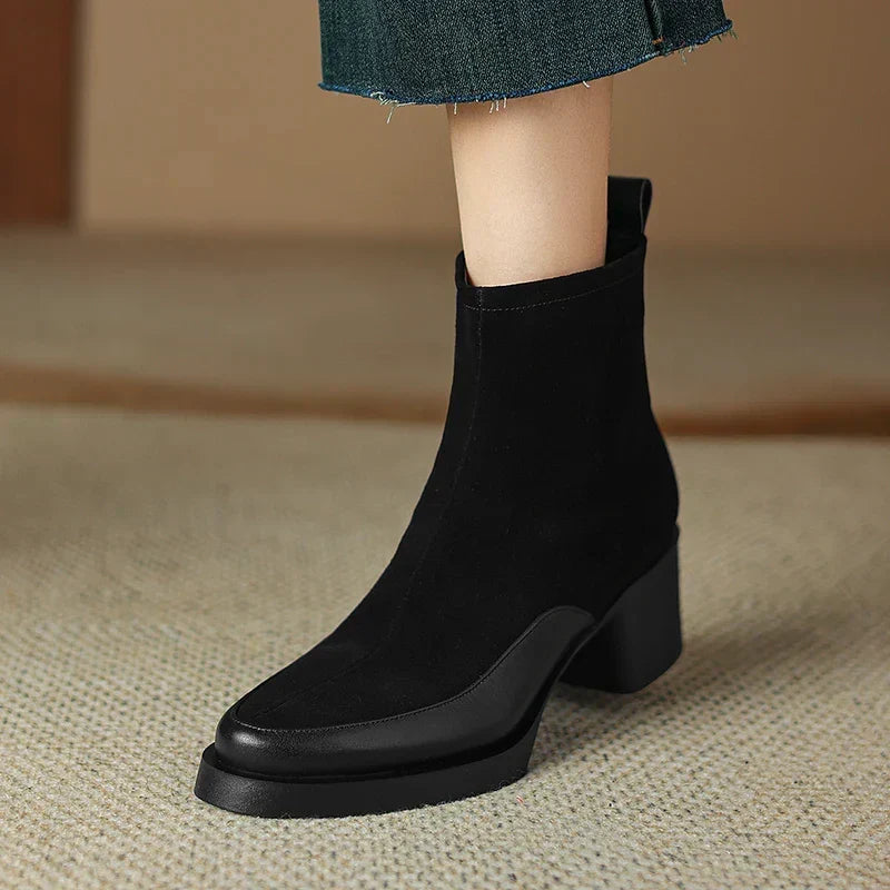 Women's Faux Suede Ankle Boots with Block Heel – view 6