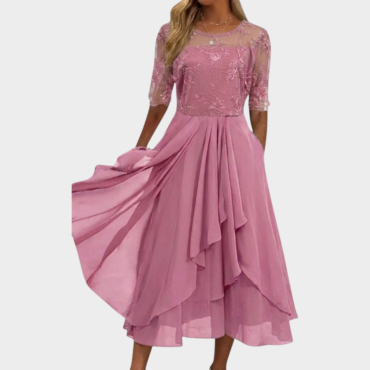Women's Formal Dress Midi A-Line Floral Lace – view 2