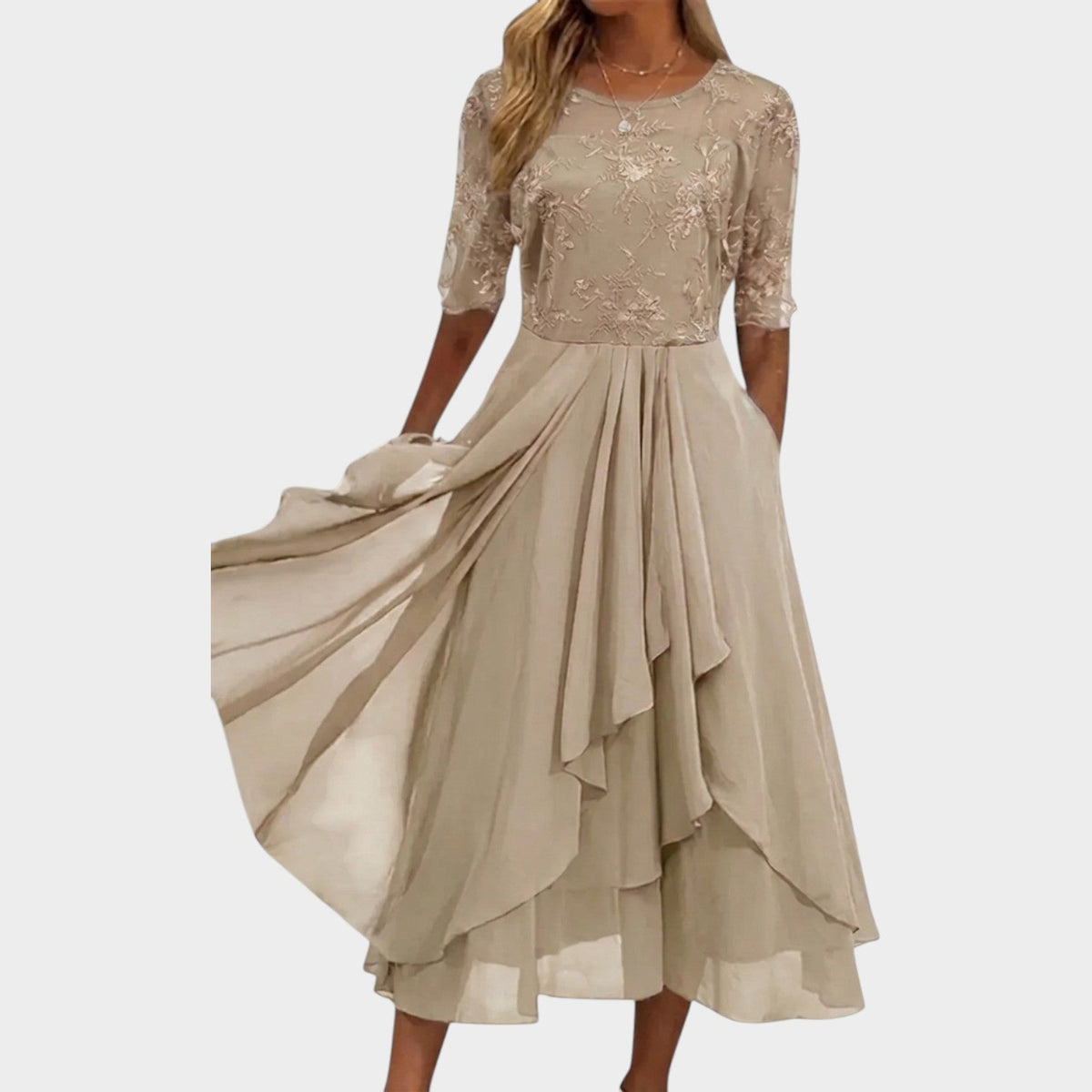 Women's Formal Dress Midi A-Line Floral Lace – view 3
