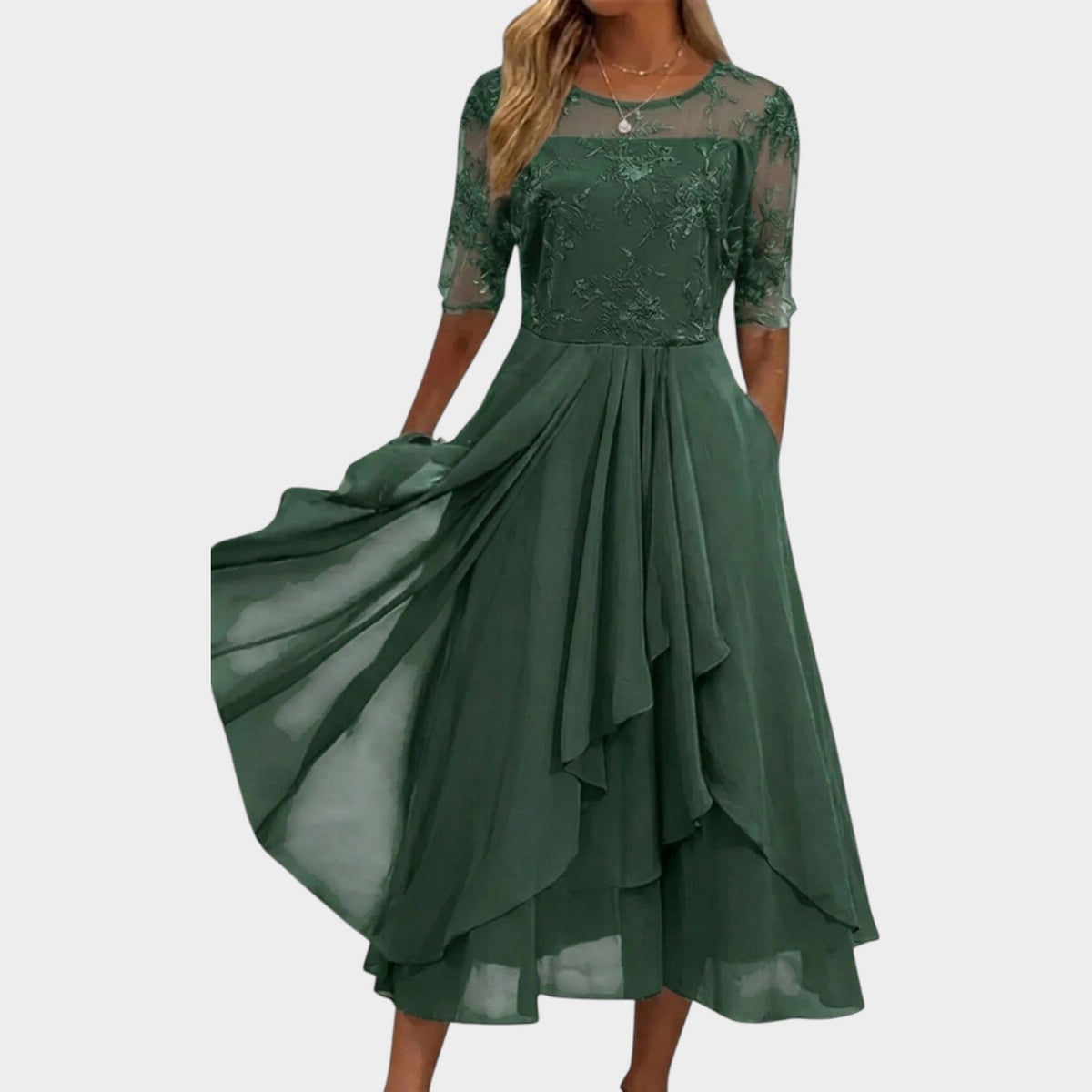 Women's Formal Dress Midi A-Line Floral Lace – view 4