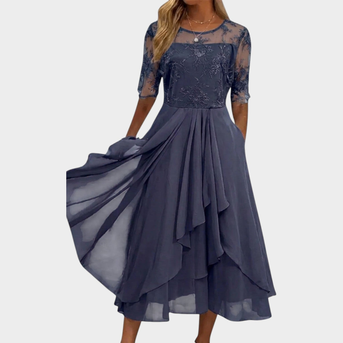 Women's Formal Dress Midi A-Line Floral Lace – view 5