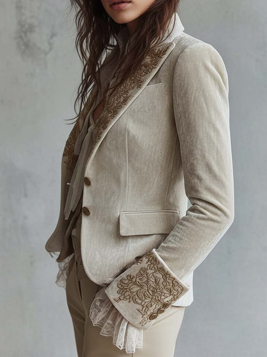 Women’s Ivory Embroidered Tailored Blazer – view 2