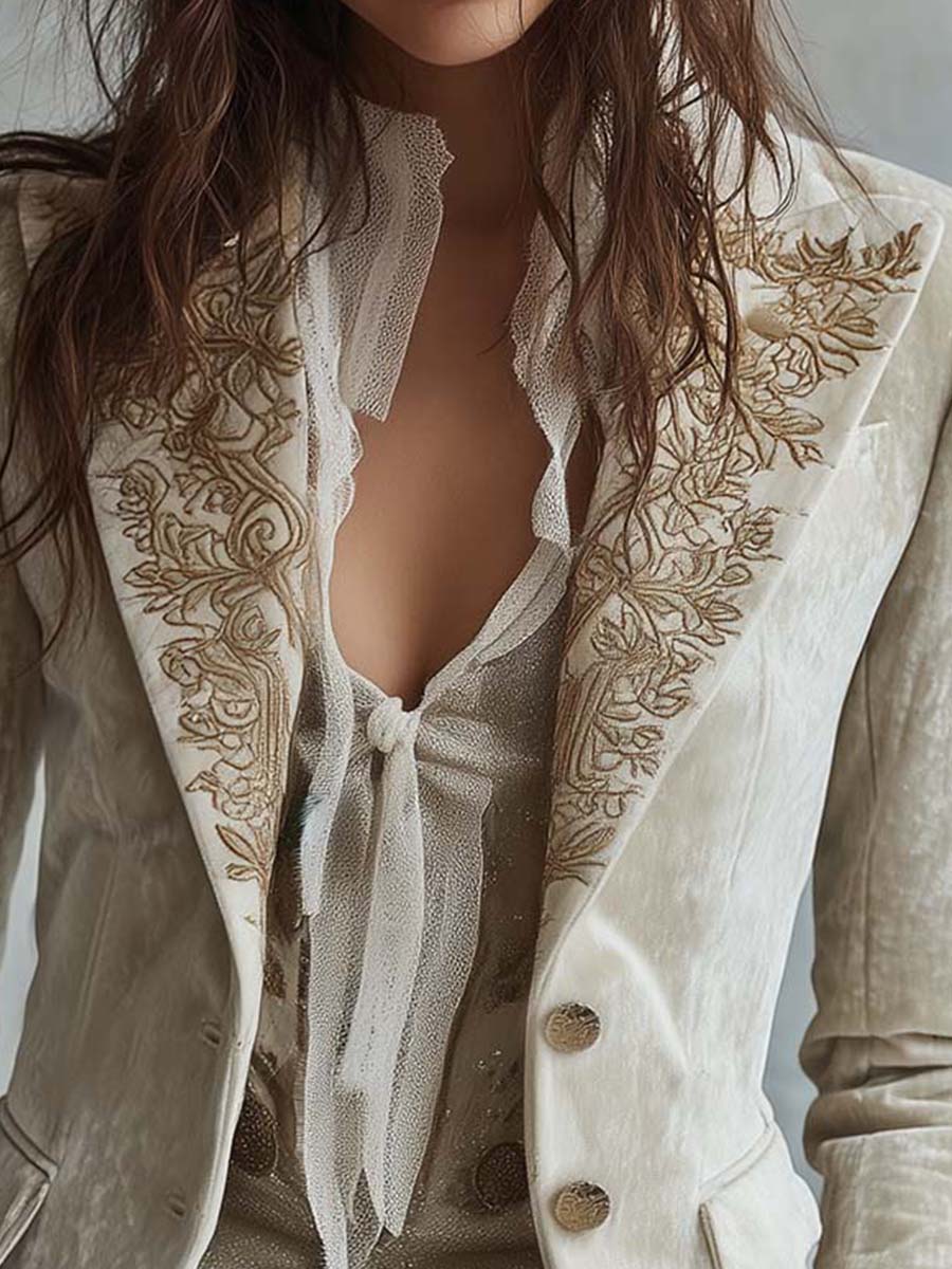Women’s Ivory Embroidered Tailored Blazer – view 4