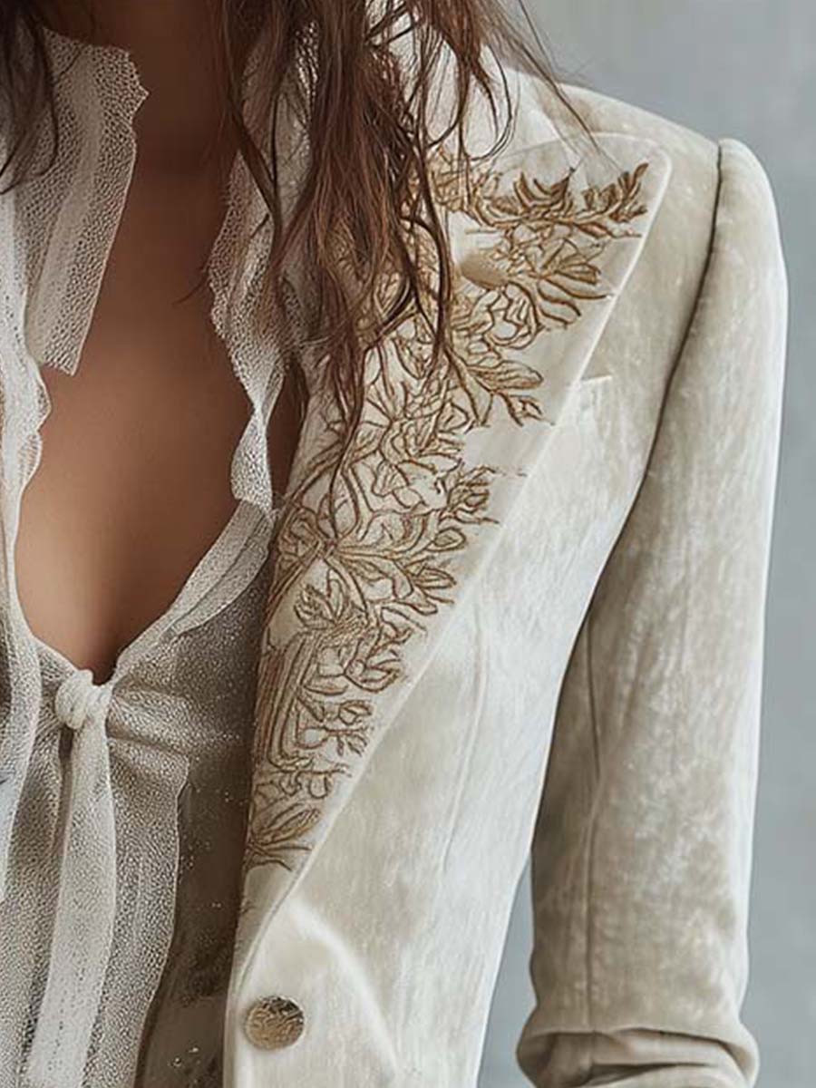 Women’s Ivory Embroidered Tailored Blazer – view 5