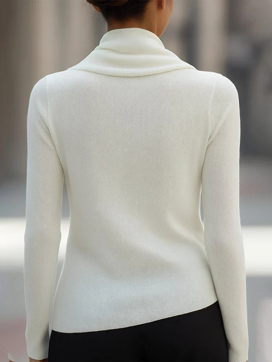 Women's Knitted Top with Draped Cowl Neck
