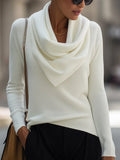 Women's Knitted Top with Draped Cowl Neck