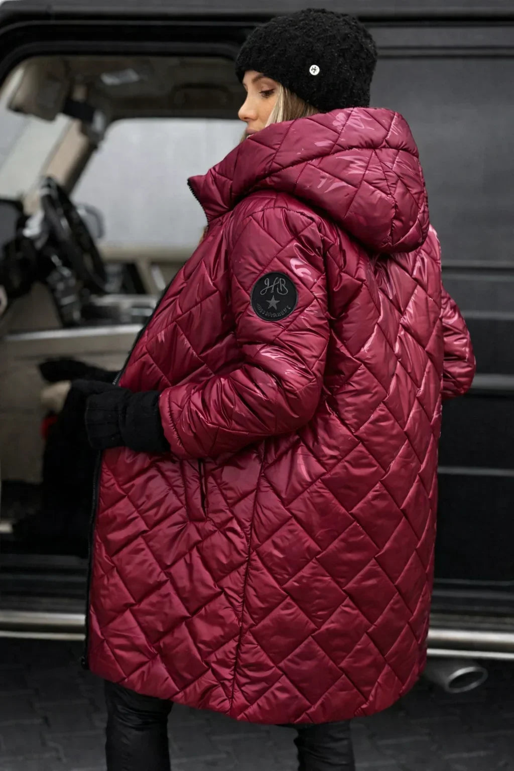 Women's Quilted Hooded Puffer Coat with Longline Cut