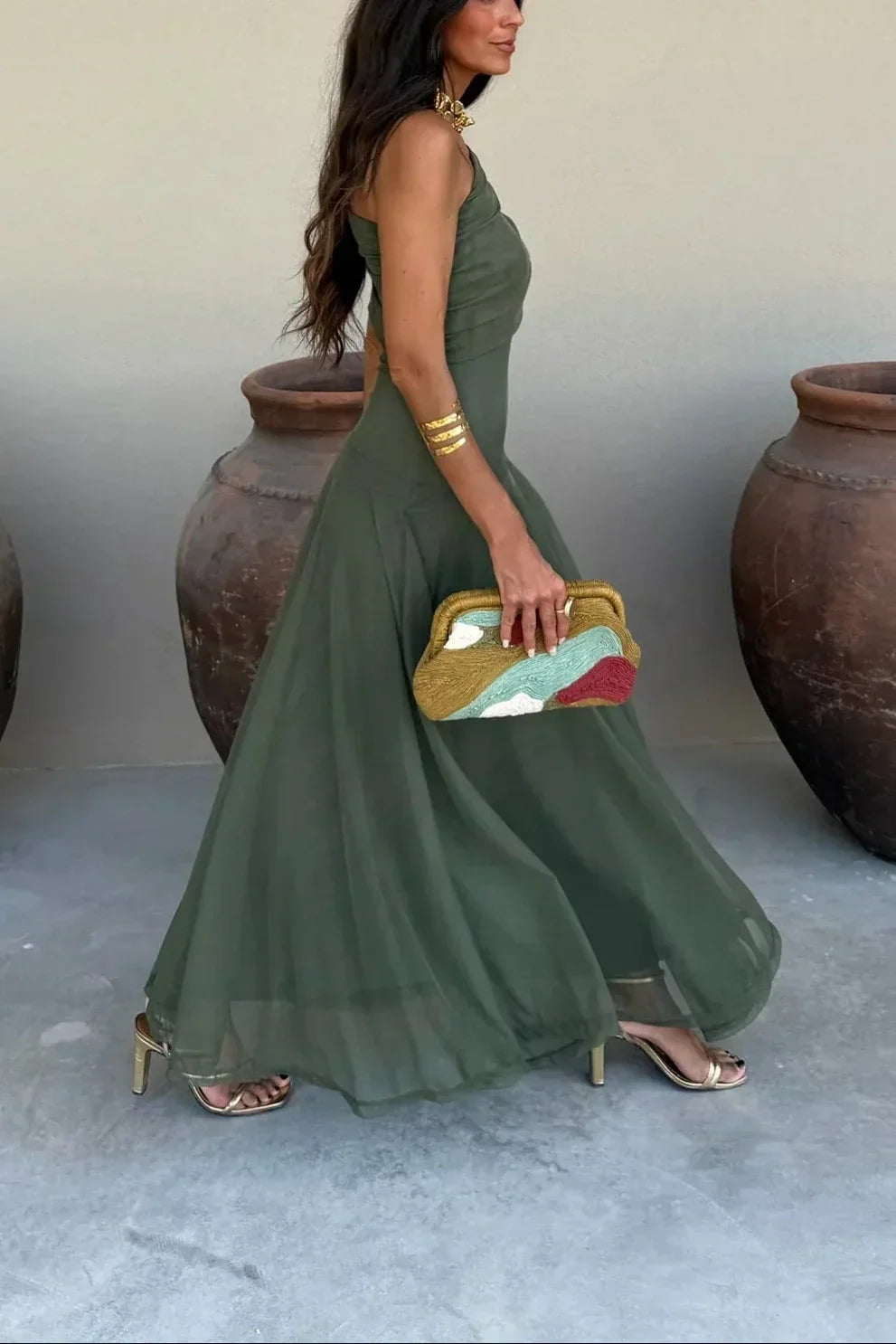 Women's One Shoulder Maxi Dress for Occasions