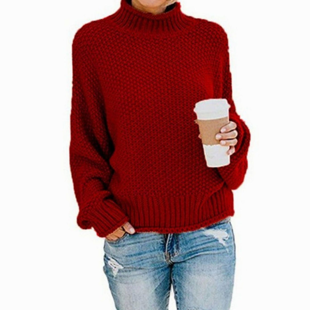 Maribel – Oversized Chunky Knit Turtleneck Sweater for Women – view 10