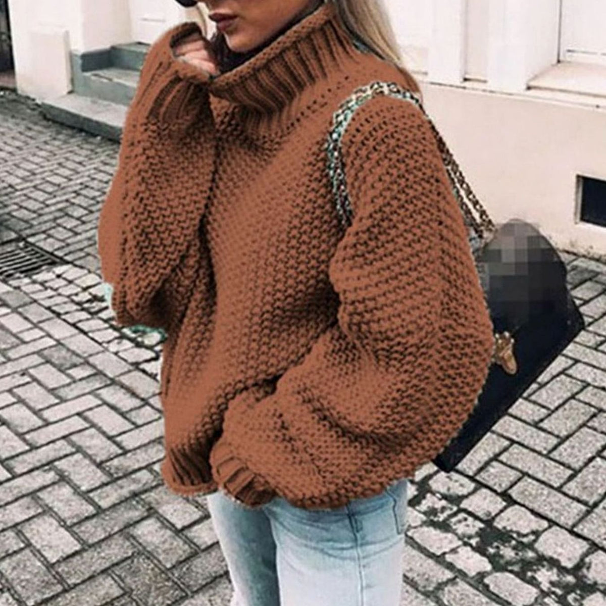 Maribel – Oversized Chunky Knit Turtleneck Sweater for Women – view 11