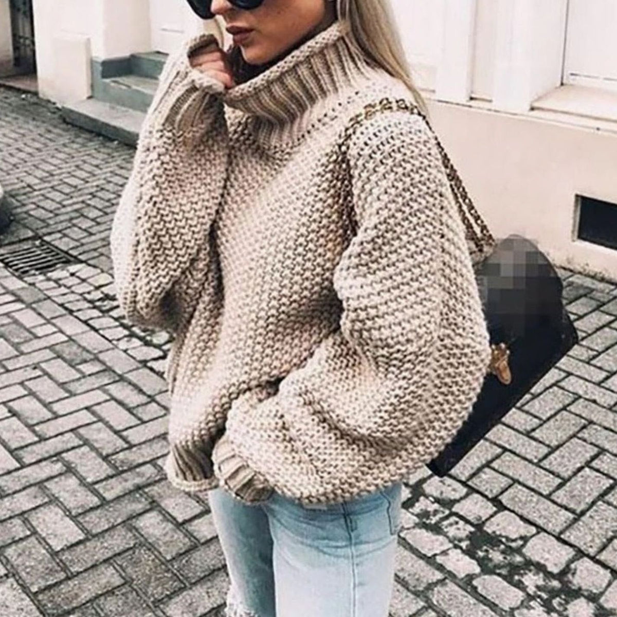Maribel – Oversized Chunky Knit Turtleneck Sweater for Women