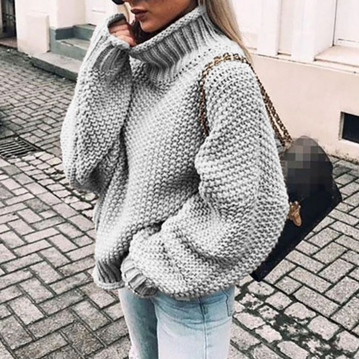 Maribel – Oversized Chunky Knit Turtleneck Sweater for Women – view 4