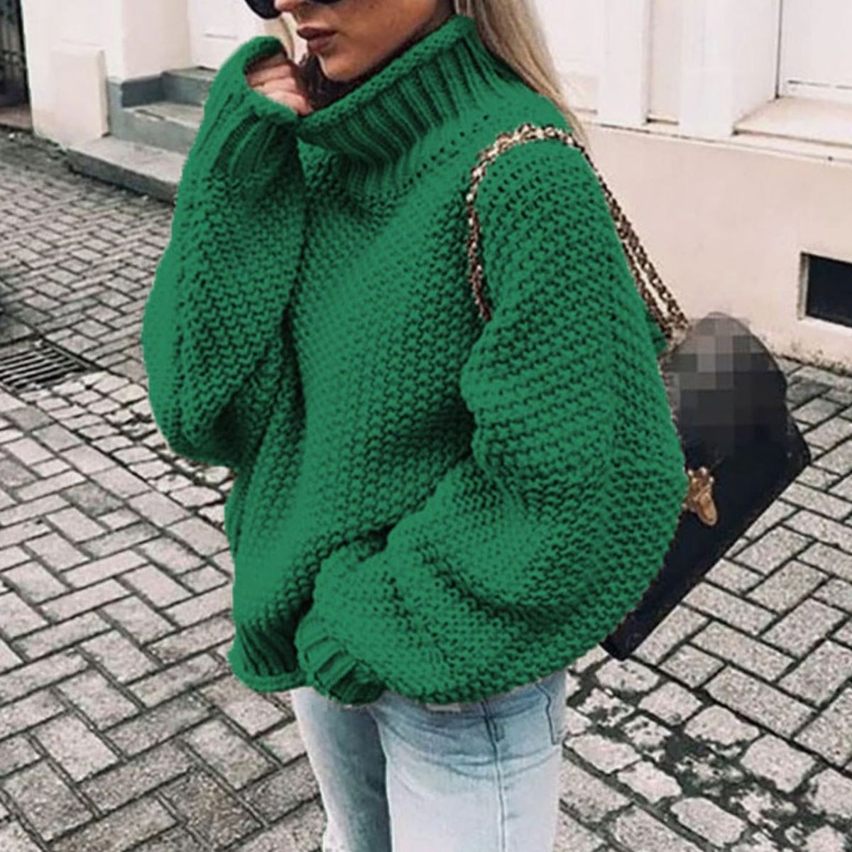 Maribel – Oversized Chunky Knit Turtleneck Sweater for Women – view 5