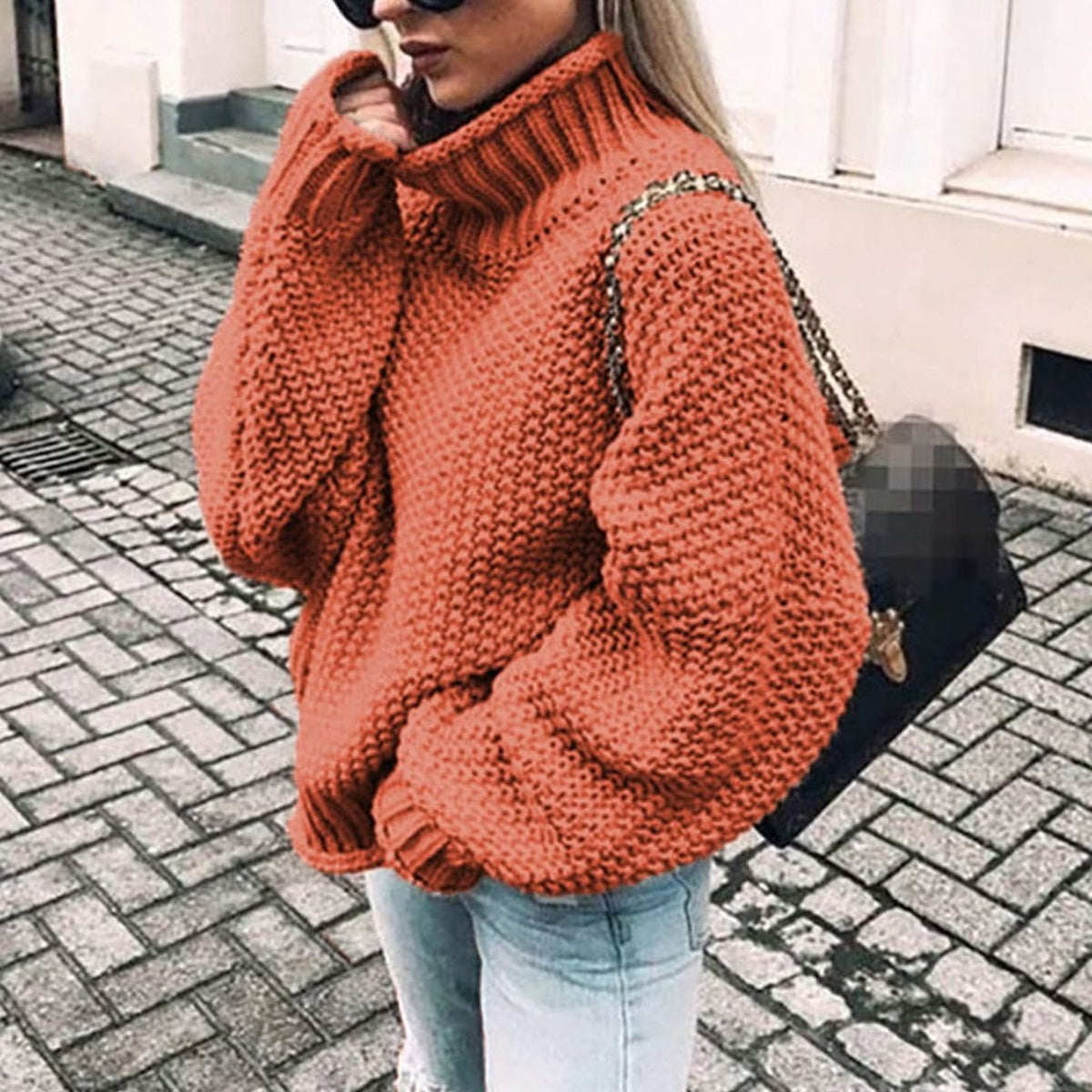 Maribel – Oversized Chunky Knit Turtleneck Sweater for Women – view 6