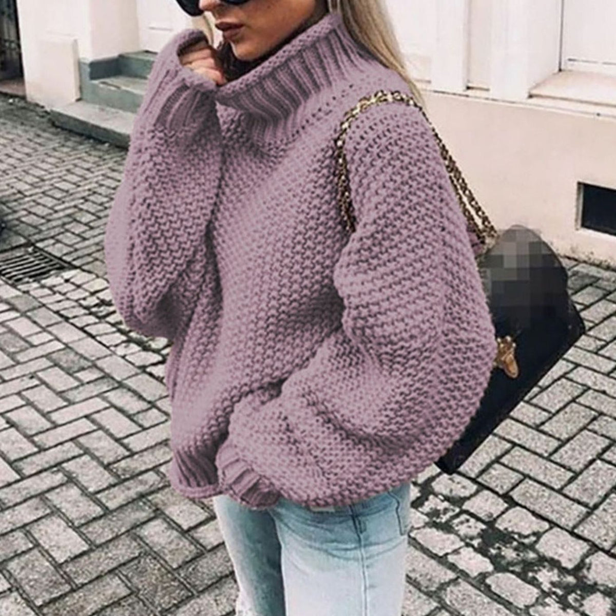 Maribel – Oversized Chunky Knit Turtleneck Sweater for Women – view 7