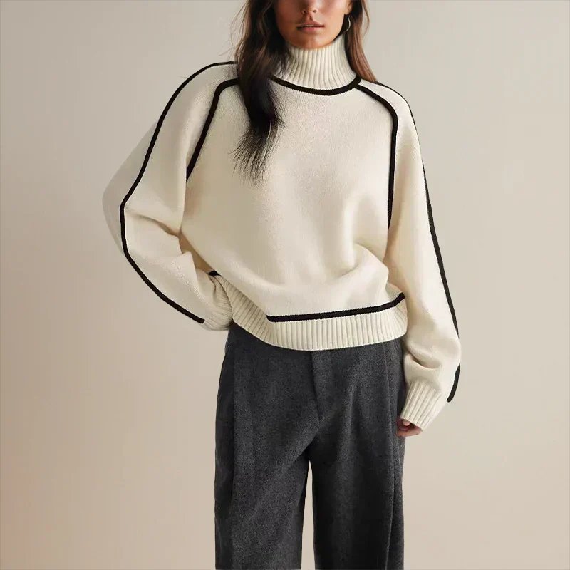 Irene Ribbed Oversized Turtleneck Collared Sweater - view 3