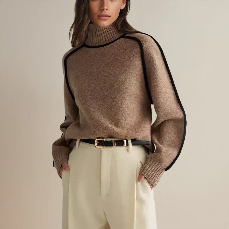 Irene Ribbed Oversized Turtleneck Collared Sweater - view 7