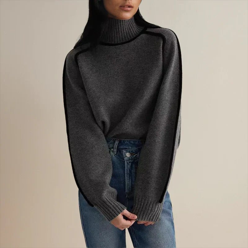 Irene Ribbed Oversized Turtleneck Collared Sweater - view 9