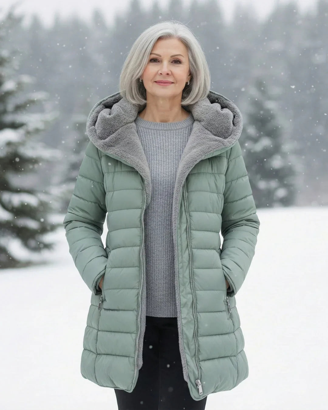 Women's Puffer Jacket – Hooded Quilted Zip Front Sherpa Lined – view 11