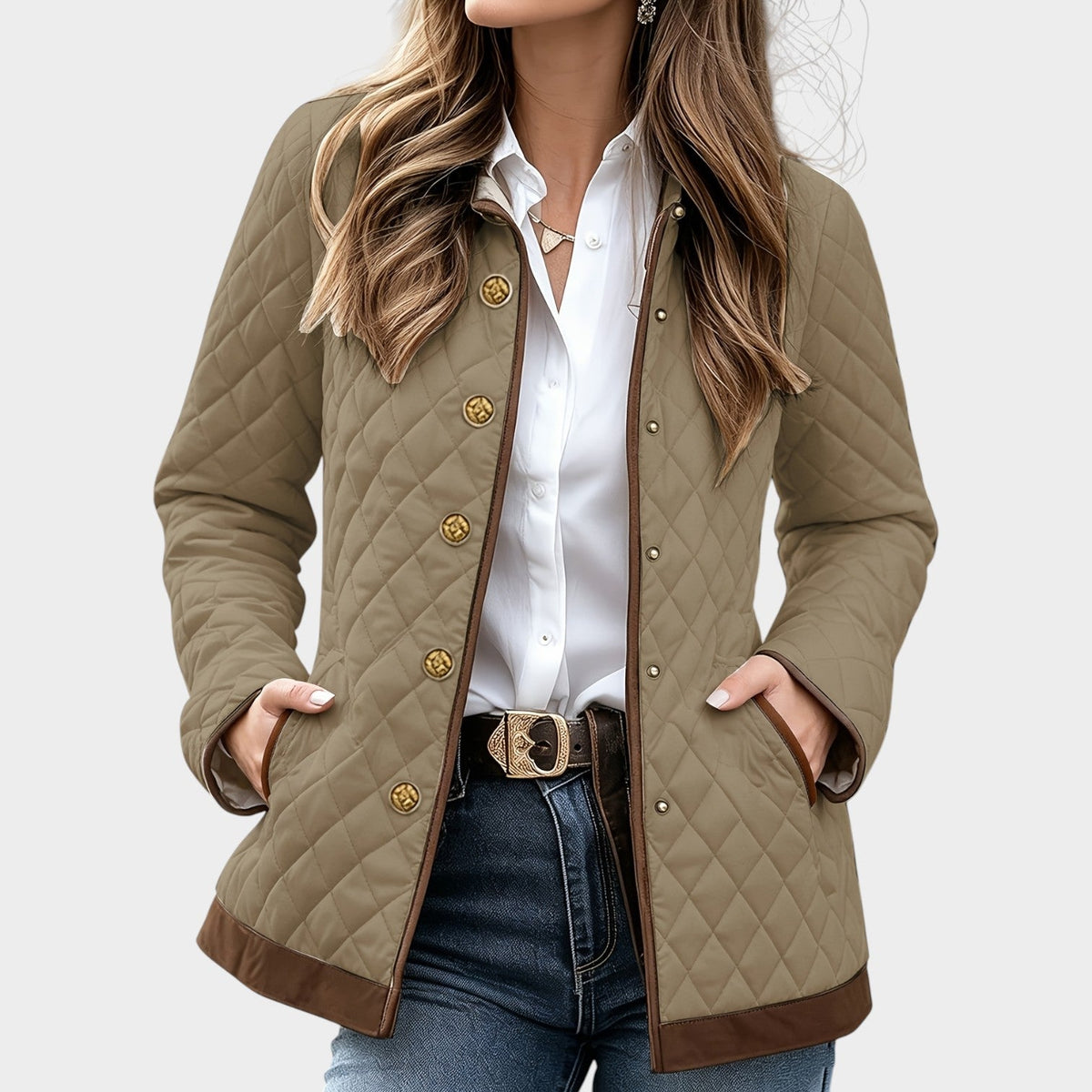 Women’s Quilted Jacket Casual Longline Button Front – view 7