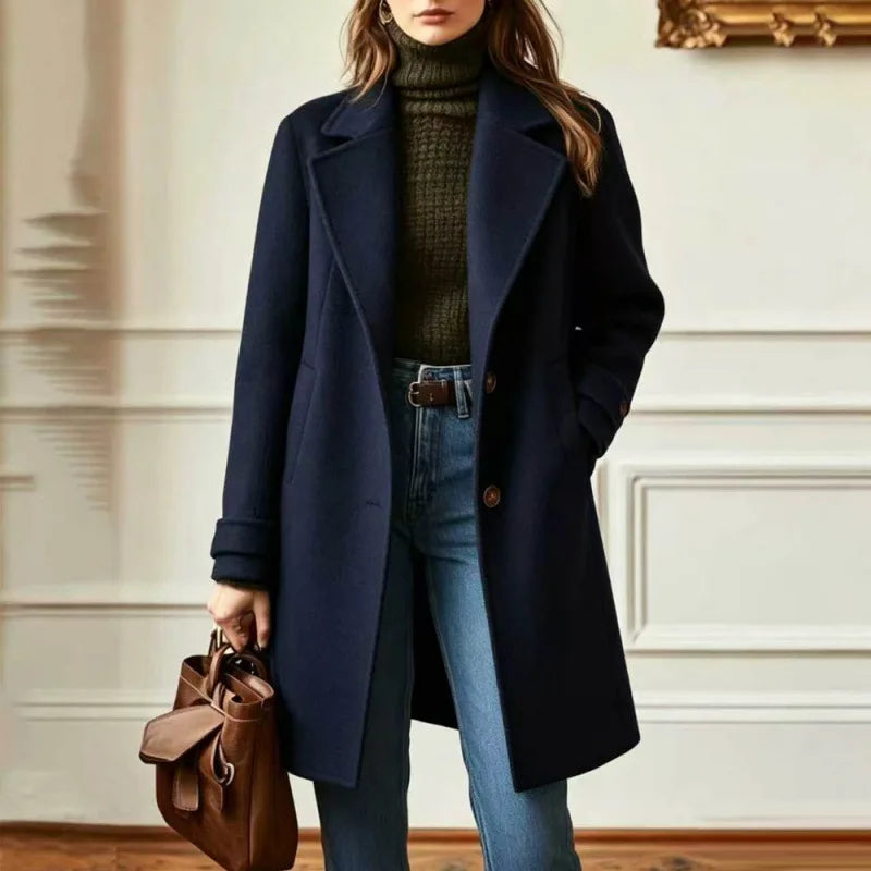 Women's Retro Wool Blend Trench Coat – Clemence – view 2