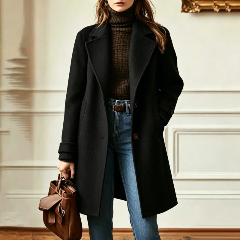 Women's Retro Wool Blend Trench Coat – Clemence – view 4