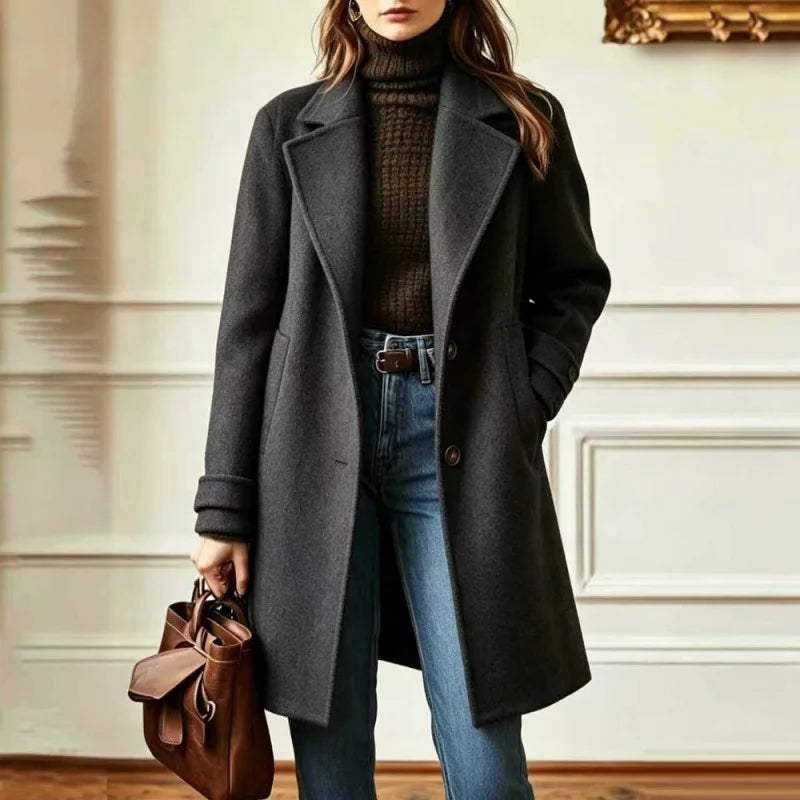 Women's Retro Wool Blend Trench Coat – Clemence – view 6