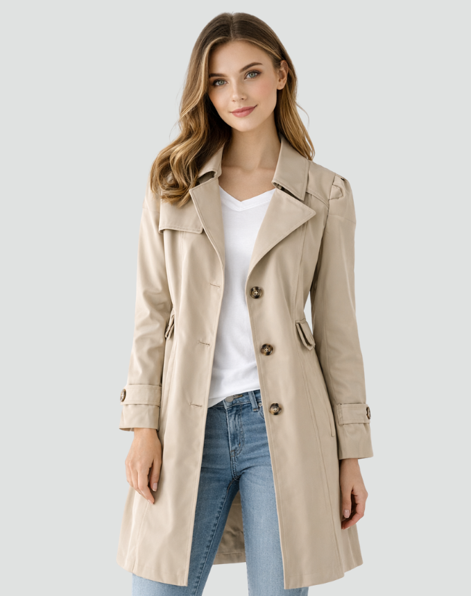 Women's Slim Fit Trench Coat – Single Breasted & Notch Lapel – view 2
