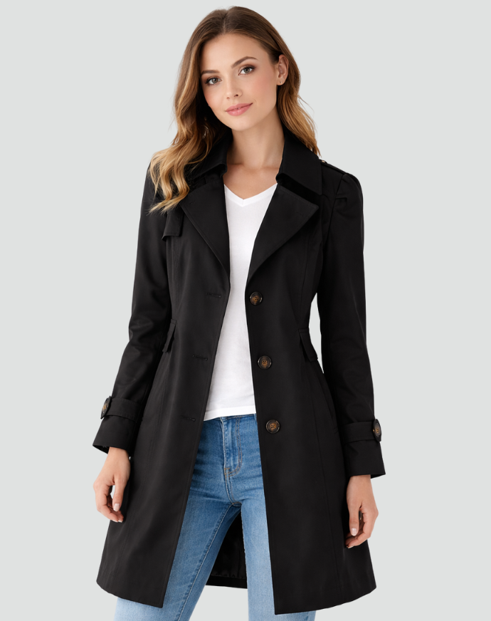 Women's Slim Fit Trench Coat | Single Breasted & Notch Lapel