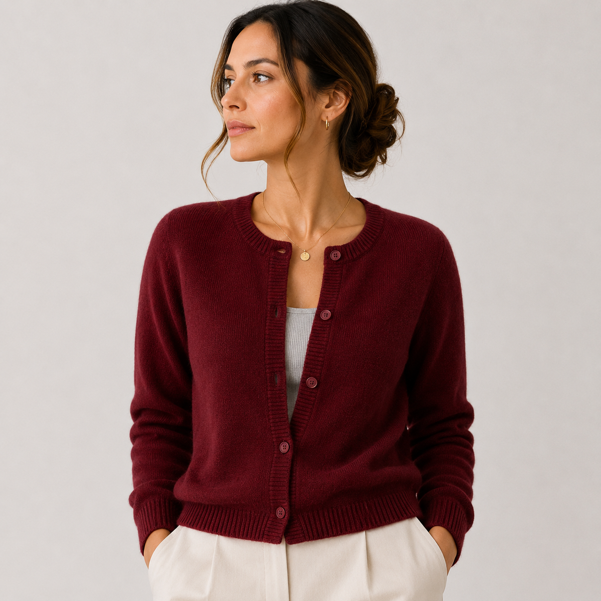 Women's Soft Knit Cardigan Classic Button Front Long Sleeve – view 10
