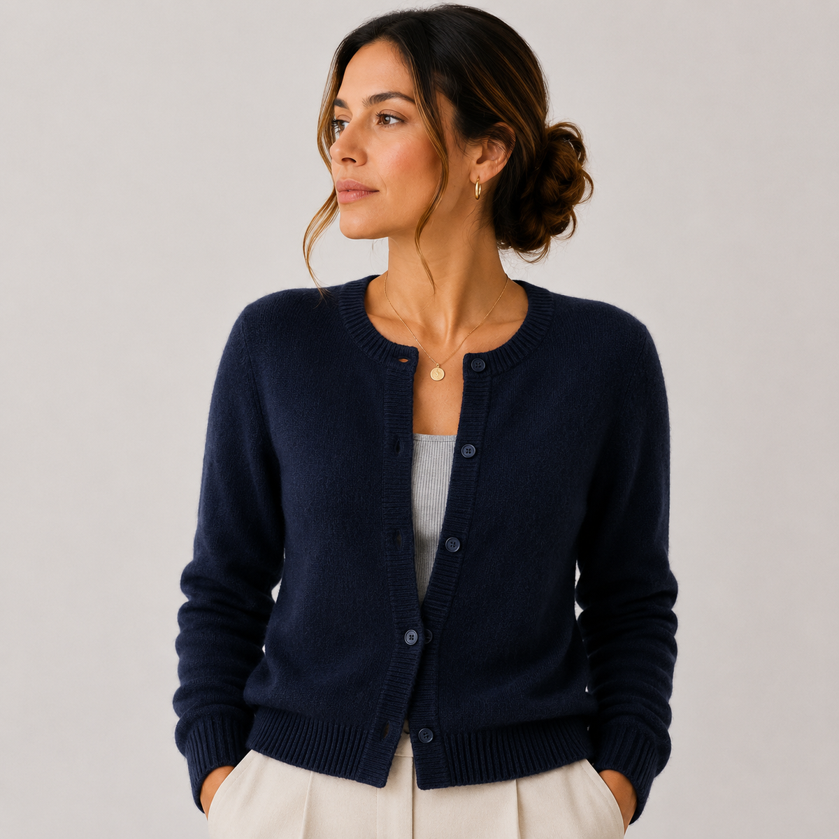 Women's Soft Knit Cardigan Classic Button Front Long Sleeve – view 12