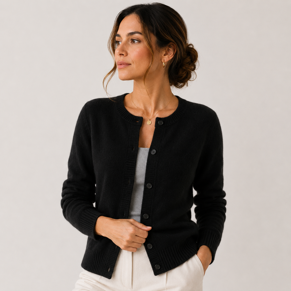 Women's Soft Knit Cardigan Classic Button Front Long Sleeve – view 5