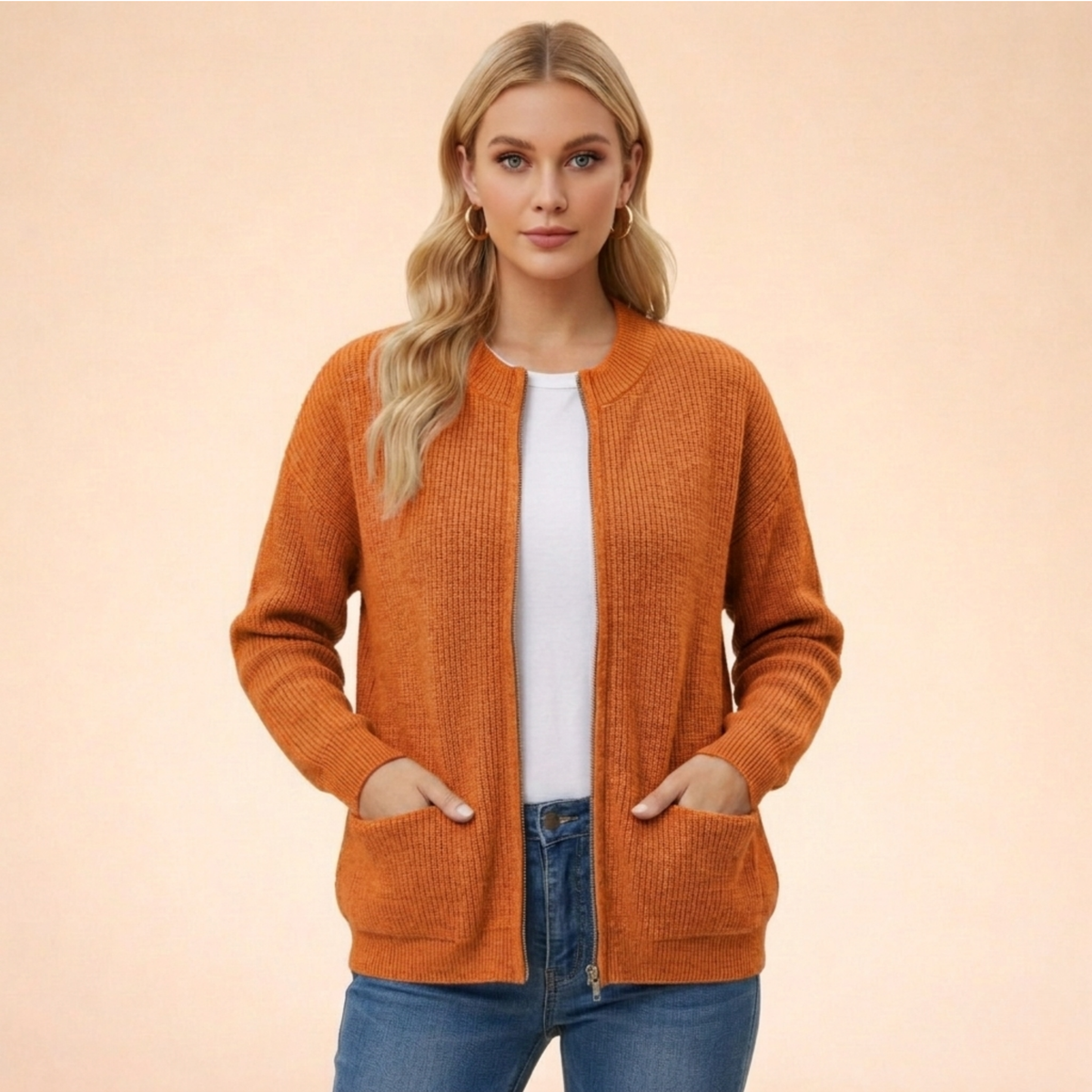Women's Zip Front Knit Cardigan – view 2