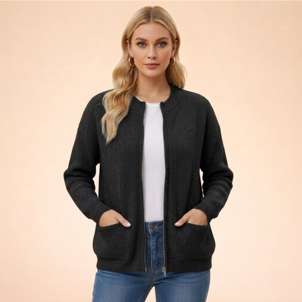 Women's Zip Front Knit Cardigan – view 3