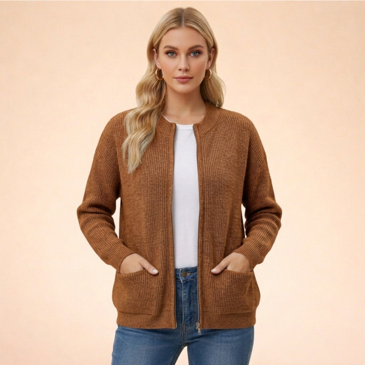 Women's Zip Front Knit Cardigan – view 6