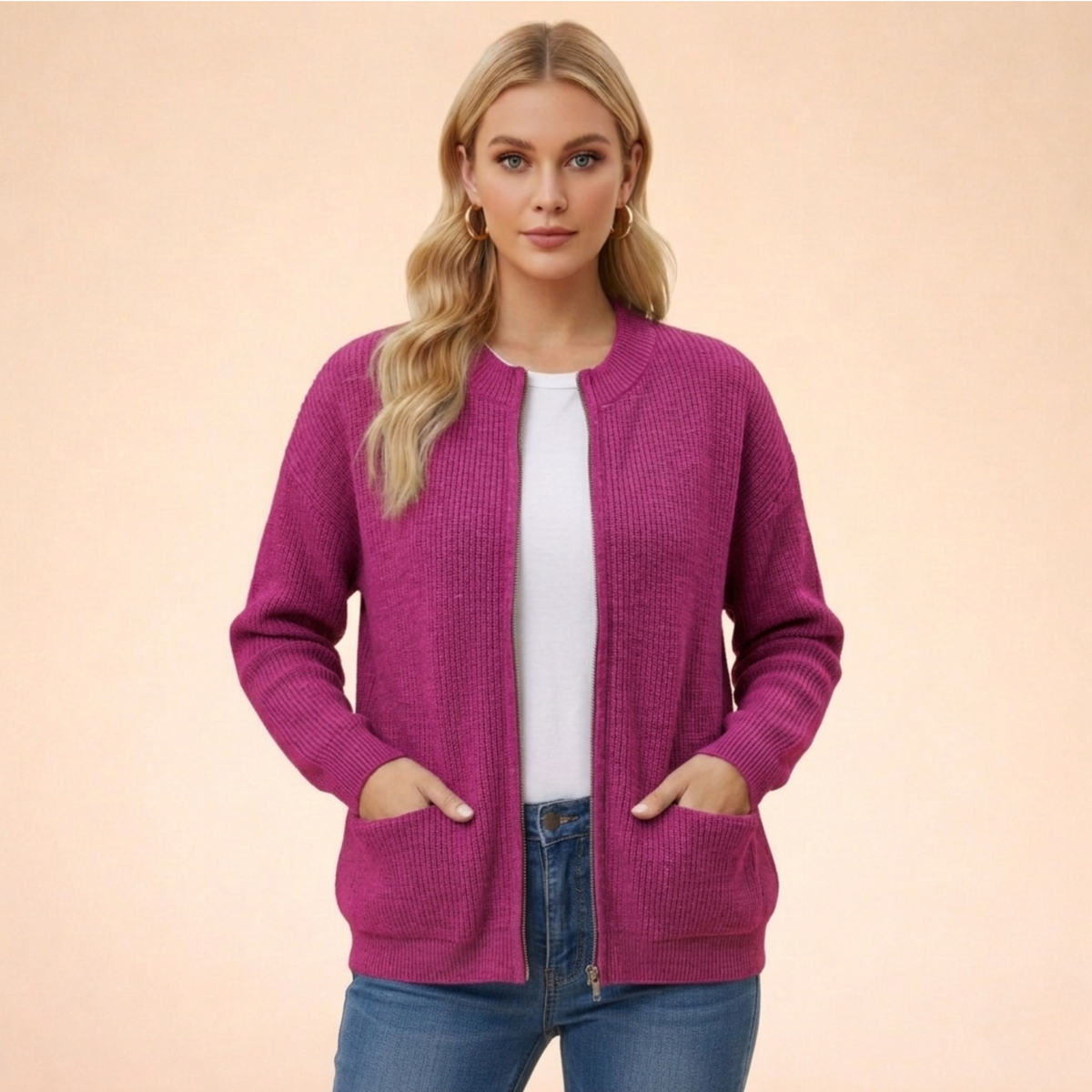 Women's Zip Front Knit Cardigan – view 7